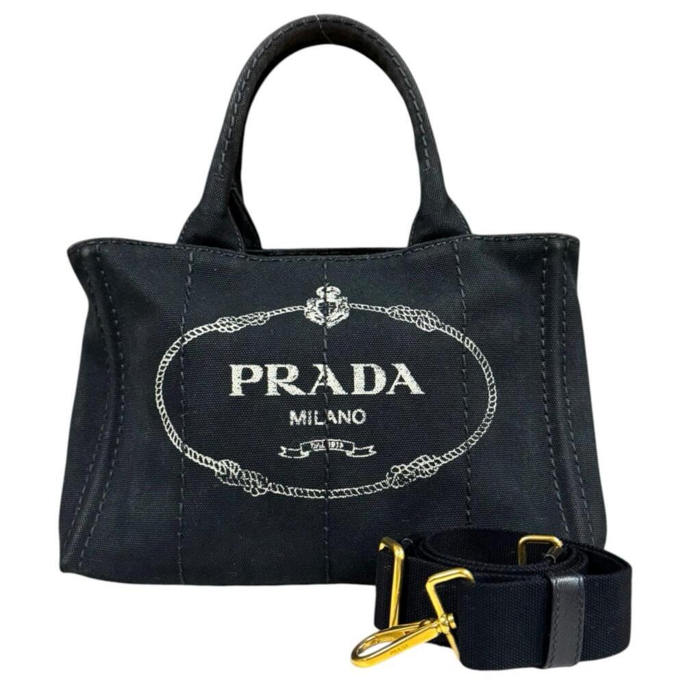 PRADA Black Canvas Shoulder Bag